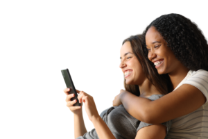 lgbtq+ couple looking at kiara