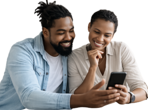 couple using their phone