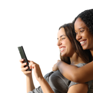 lgbtq+ couple looking at kiara