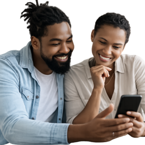 couple using their phone